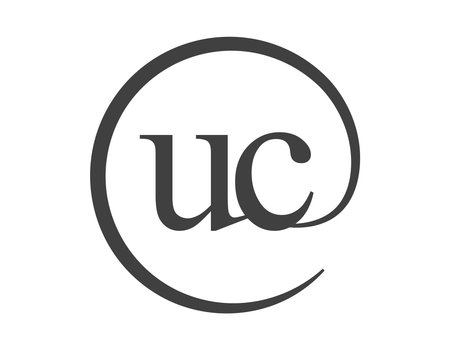 UC logo from two letters with circle shape email sign style. U and C round logotype of business company for brand identity.のイラスト素材