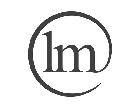 LM logo from two letters with circle shape email sign style. L and M round logotype of business company for brand identity.のイラスト素材