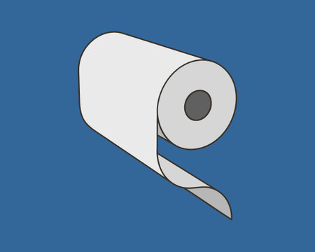 A minimalist illustration of a paper roll against a solid blue background.のイラスト素材