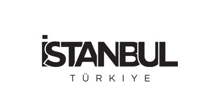 Istanbul in the Turkey emblem for print and web. Design features geometric style, vector illustration with bold typography in modern font. Graphic slogan lettering isolated on white background.のイラスト素材