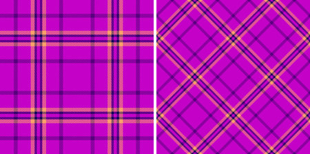 Vibrant fuchsia plaid patterns, perfect for textile design, fashion, or website backgrounds. Two...