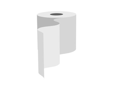 Clean, minimalist illustration of a paper towel roll with a gently flowing end. Perfect for representing cleanliness, hygiene, simplicity, or resourcefulness.のイラスト素材