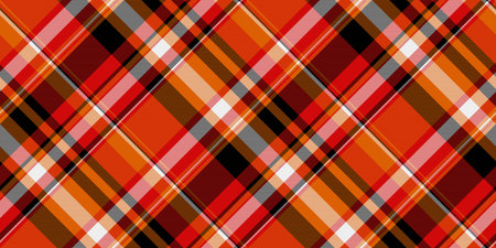 Warm, vibrant plaid pattern with intersecting lines, perfect for backgrounds, textiles, or design...
