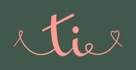 TI initial wedding monogram calligraphy vector illustration. Hand drawn lettering t and i love logo design for valentines day poster, greeting card, photo album, banner print or tattoo.のイラスト素材
