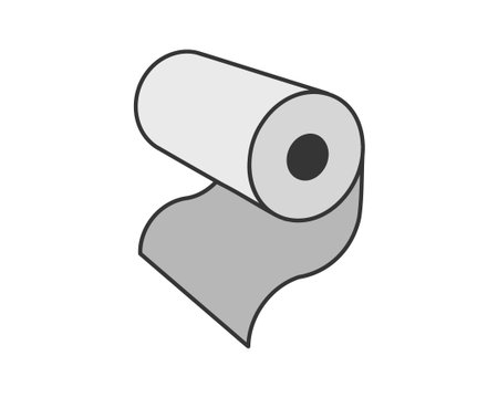 Sleek illustration of a roll of paper unfurling, symbolizing new beginnings, growth, or continuous process. Perfect for concepts related to production, manufacturing, or design.のイラスト素材