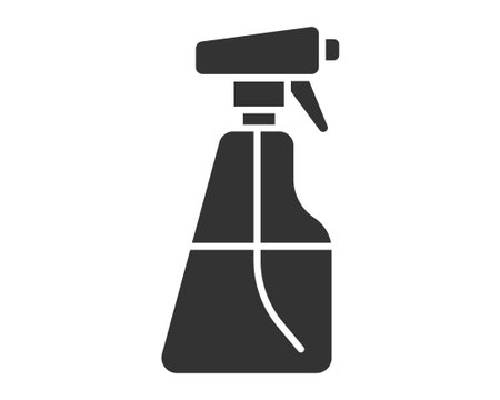A stylized spray bottle icon, symbolizing cleaning, hygiene, or disinfection. Suitable for web design, mobile apps, or print media related to household chores and sanitation.のイラスト素材