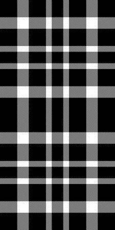 India pattern tartan textile, cowboy plaid fabric vector. School texture seamless background check in black and white colors palette.のイラスト素材