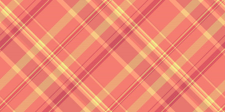 Warm, textured plaid pattern with intersecting lines in shades of peach and gold. Excellent for backgrounds, textiles, design projects, or decorative elements.のイラスト素材