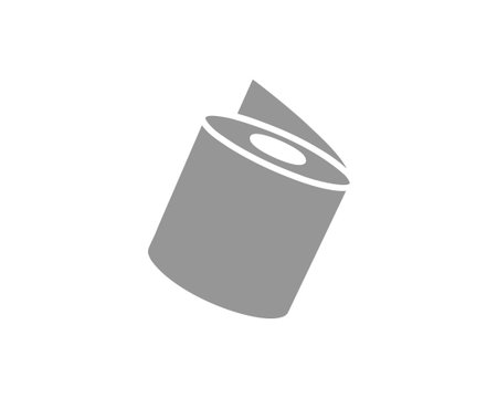 A minimalist gray icon depicting a roll of paper, subtly suggesting concepts like renewal, beginnings, or the unfolding of a story.のイラスト素材