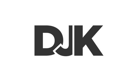 DJK logo design template with strong and modern bold text. Initial based vector logotype featuring simple and minimal typography. Trendy company identity ideal for businesses brand presence.のイラスト素材