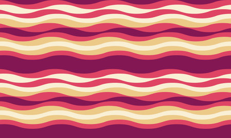 Vibrant, retrostyle wavy stripes in warm earthy tones create a seamless pattern perfect for website backgrounds, textile designs, or packaging.のイラスト素材