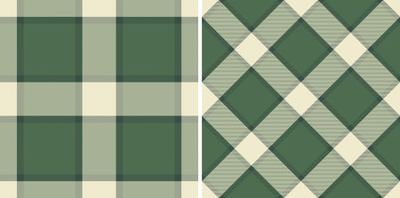 Elegant green and cream plaid patterns. Two distinct designs offer versatile options for fashion,...