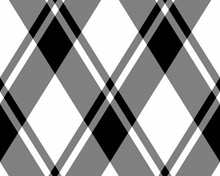 Stylish black, white, and gray diagonal plaid pattern. Perfect for textile designs, website backgrounds, or modern graphic projects.のイラスト素材