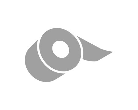 Abstract minimalist icon of a roll of tape unfurling. Represents new beginnings, progress, solutions, or repair.のイラスト素材