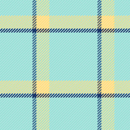 Seamless pastel plaid pattern in teal, pale yellow, and navy. Perfect for textile design, website...