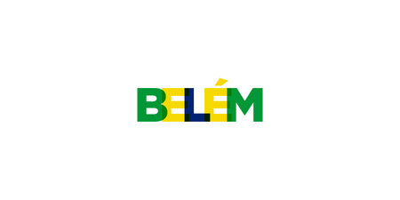 Belem in the Brasil emblem for print and web. Design features geometric style, vector illustration with bold typography in modern font. Graphic slogan lettering isolated on white background.のイラスト素材