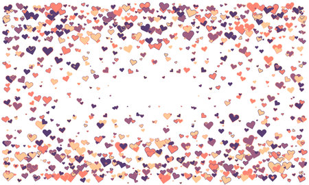Romantic pastel hearts scattered on white background. Perfect for Valentines Day, wedding invitations, or any design needing a touch of love and joy.のイラスト素材