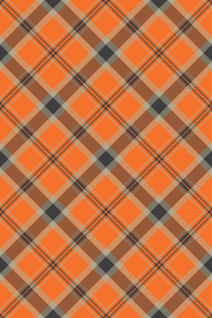 Vibrant orange, brown, and gray plaid pattern. Perfect for autumnal designs, textiles, or backgrounds. This seamless texture offers a classic yet modern feel, evoking warmth and comfort.のイラスト素材