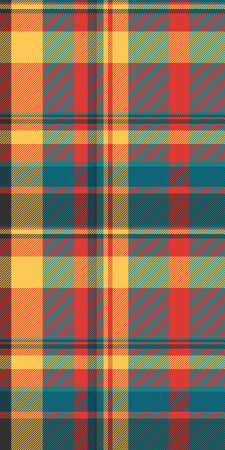 Dreamy check texture tartan, choice background plaid textile. Crease pattern fabric seamless vector in cyan and red colors palette.のイラスト素材
