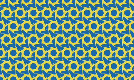Vibrant geometric pattern in bold blue and yellow. Perfect for textile design, website backgrounds, or modern branding.のイラスト素材