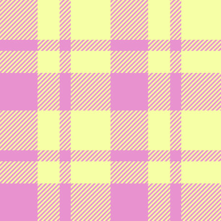 Sweet pastel plaid pattern in pink and yellow.  Ideal for textile design, fashion, wrapping paper, or website backgrounds.  A cheerful, feminine, and versatile design.のイラスト素材