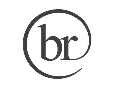 BR logo from two letter with circle shape email sign style. B and R round logotype of business company for brand identity.のイラスト素材
