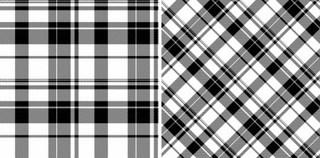 Textile check fabric of pattern seamless tartan with a texture background plaid vector. Set in monochrome colors. Striped shirt outfit ideas.のイラスト素材