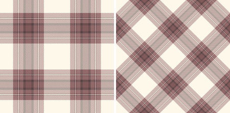 Two seamless tartan patterns. Soft, vintage aesthetic. Ideal for backgrounds, textiles, or design accents. Cozy, traditional, and versatile texture.のイラスト素材