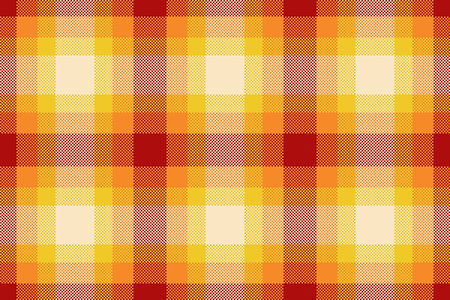 Warm, pixelated plaid pattern in autumn hues. A seamless, traditional textile design. Use for backgrounds, textures, or fabric mockups with a rustic feel.のイラスト素材