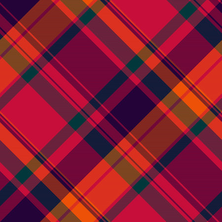 Warm and inviting plaid pattern in shades of red, orange, and navy. Perfect for backgrounds, textiles, or adding a touch of cozy autumn style.のイラスト素材