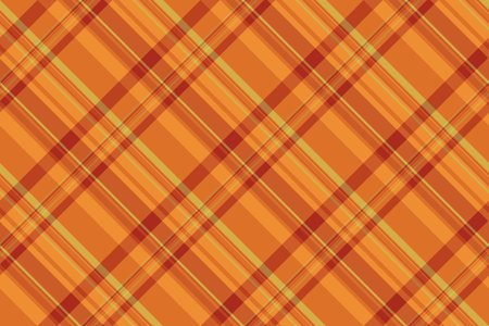 Decorate background texture seamless, old-fashioned check textile plaid. Warp tartan vector fabric pattern in orange and red colors palette.のイラスト素材