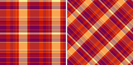Tartan vector textile of background check pattern with a fabric seamless plaid texture. Set in gold...