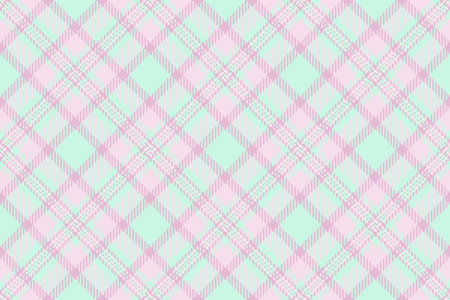 Pastel plaid pattern. Mint and pink tartan design evokes spring, Easter, or a gentle, classic feel. Ideal for backgrounds, textiles, or whimsical designs.のイラスト素材