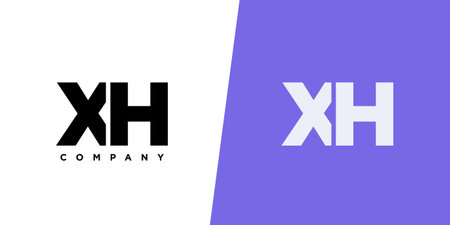 Trendy letter X and H, XH logo design template. Minimal monogram initial based logotype for company identity.のイラスト素材