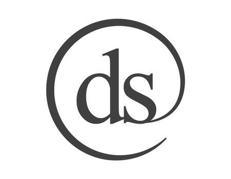 DS logo from two letters with circle shape email sign style. D and S round logotype of business company for brand identity.のイラスト素材