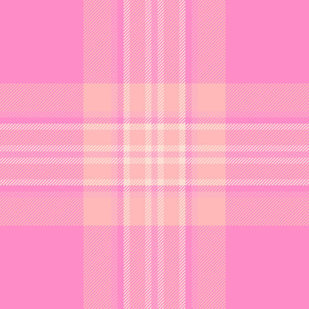 Store plaid textile background, drawing fabric seamless texture. Outfit tartan pattern check vector in light and pink colors palette.のイラスト素材