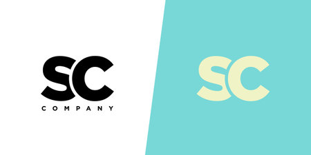 Trendy letter S and C, SC logo design template. Minimal monogram initial based logotype for company identity.のイラスト素材