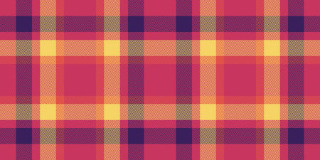 Vibrant plaid pattern with shades of pink, yellow, and purple. A versatile textile design for...
