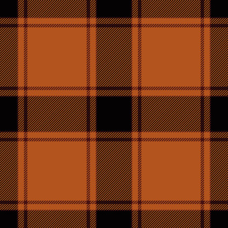 Rich texture check textile, duvet background vector plaid. Mustard seamless pattern tartan fabric in orange and black colors palette.のイラスト素材