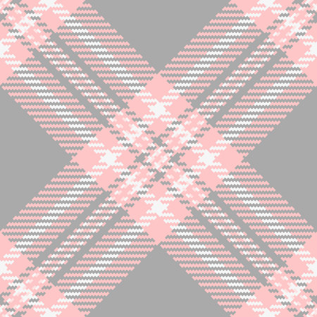 Pastel plaid pattern. A seamless, woven texture design in pink, gray, white. Great for fashion, interiors, or backgrounds needing a soft, classic style.のイラスト素材