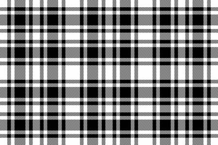 Infant fabric plaid background, arabic seamless textile texture. Painting pattern check vector tartan in white and black colors palette.のイラスト素材
