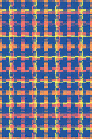 Vibrant summer plaid pattern. Perfect for textile design, fashion, websites, or packaging. This cheerful, colorful grid showcases a bright, trendy aesthetic.のイラスト素材