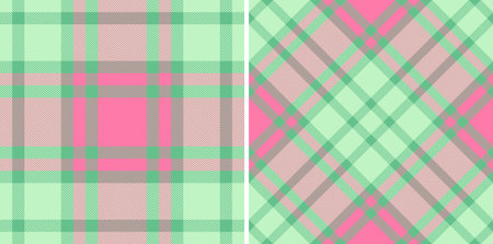 Festive plaid patterns feature pastel green and pink hues. Perfect for seasonal designs, textiles,...