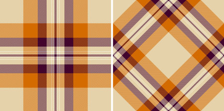 Autumnal tartan patterns, a rustic and cozy aesthetic. Use for backgrounds, textiles, or seasonal designs. Warm, plaid, fabric texture, and endless applications.のイラスト素材