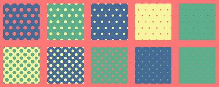 Set polka dots seamless vector pattern. Simple background for web or print. Abstract surface with...
