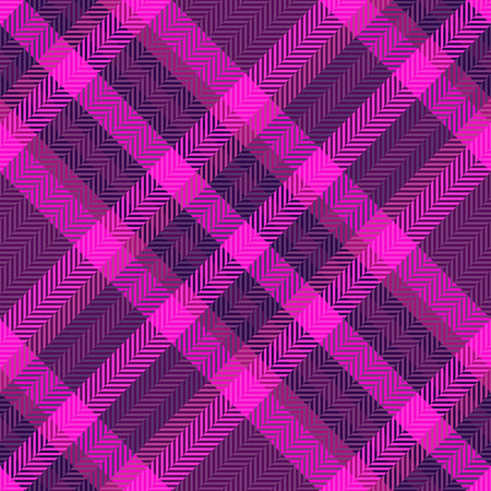 Canvas textile tartan texture, self vector pattern seamless. Slim fabric plaid check background in purple and pink colors palette.のイラスト素材