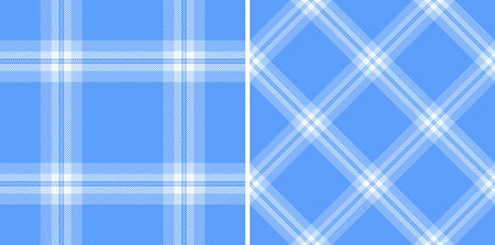 Two versatile tartan patterns create a classic textile design. The blue and white color palette brings a fresh, clean feel. Perfect for backgrounds, fashion, or graphic elements.のイラスト素材