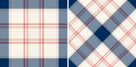 Elegant plaid pattern in navy, beige and red. Versatile textile design for fashion, interiors,...