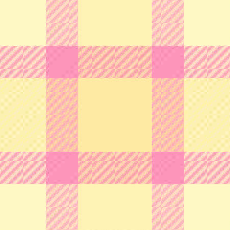 Pastel plaid pattern in yellow and pink. Ideal for backgrounds, textiles, or designs requiring a gentle, checkered, or fabric texture. Soft, calming, and versatile.のイラスト素材