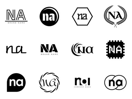 NA logo company template. Letter n and a logotype. Set different classic serif lettering and modern bold text with design elements. Initial font typography. Collection trendy business identity.のイラスト素材